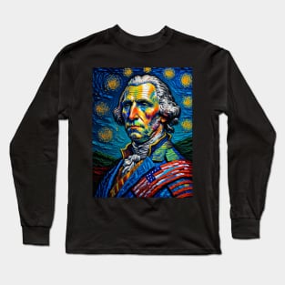 George Washington in starry night Long Sleeve T-Shirt